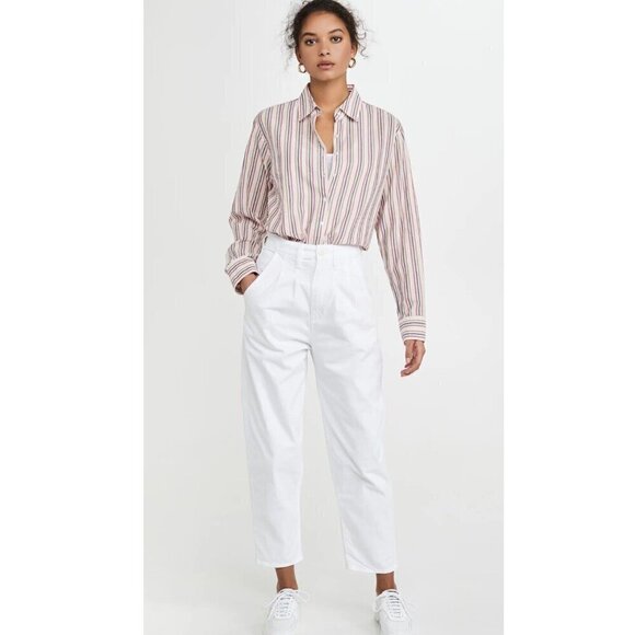 Levi's Pleated Balloon Leg Pants High Waisted Cropped in White Women's 25 - Picture 10 of 10